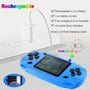 16-Bit Handheld Game Console 3.0 Screen, 100 Classic Games, USB Rechargeable