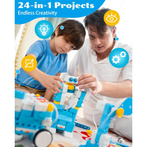 WhalesBot B3 Pro 24-in-1 STEM Robot Kit for Kids Ages 4-6 – 99 Pieces