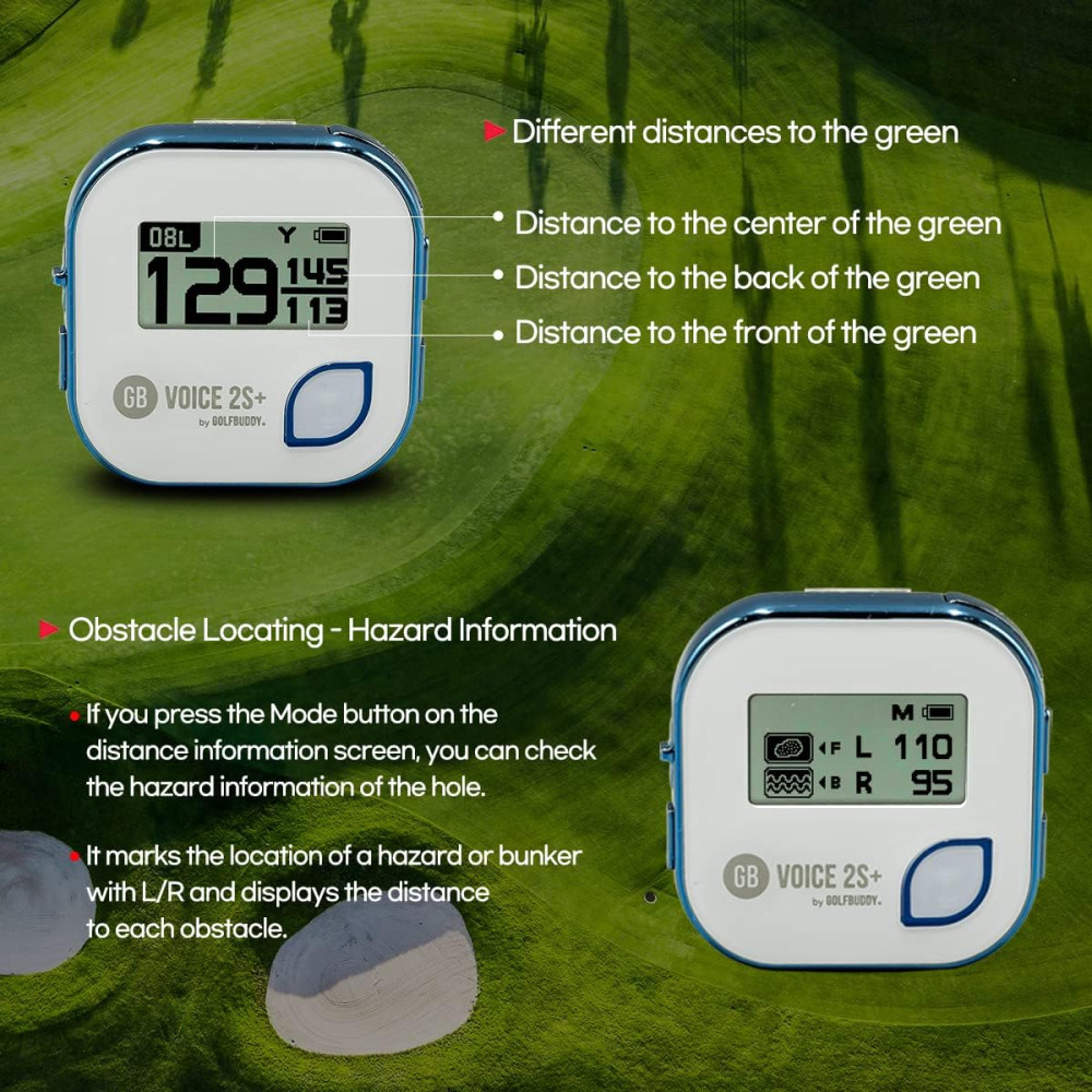 GolfBuddy Voice 2S+ GPS Golf Parlé, 40 000 Parcours, Bleu