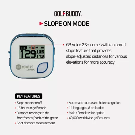 Améliorez votre jeu avec le GOLFBUDDY Voice 2S+ : léger, étanche, précis et facile à porter