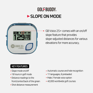 GOLFBUDDY Voice 2S+ Talking GPS Rangefinder - 18H Battery, 40K Courses