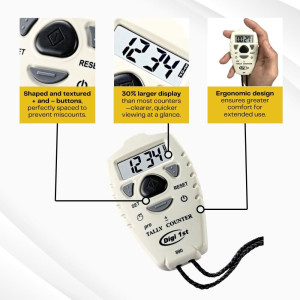TC-890 Digital Tally Counter - Electronic Up/Down Clicker for Counting