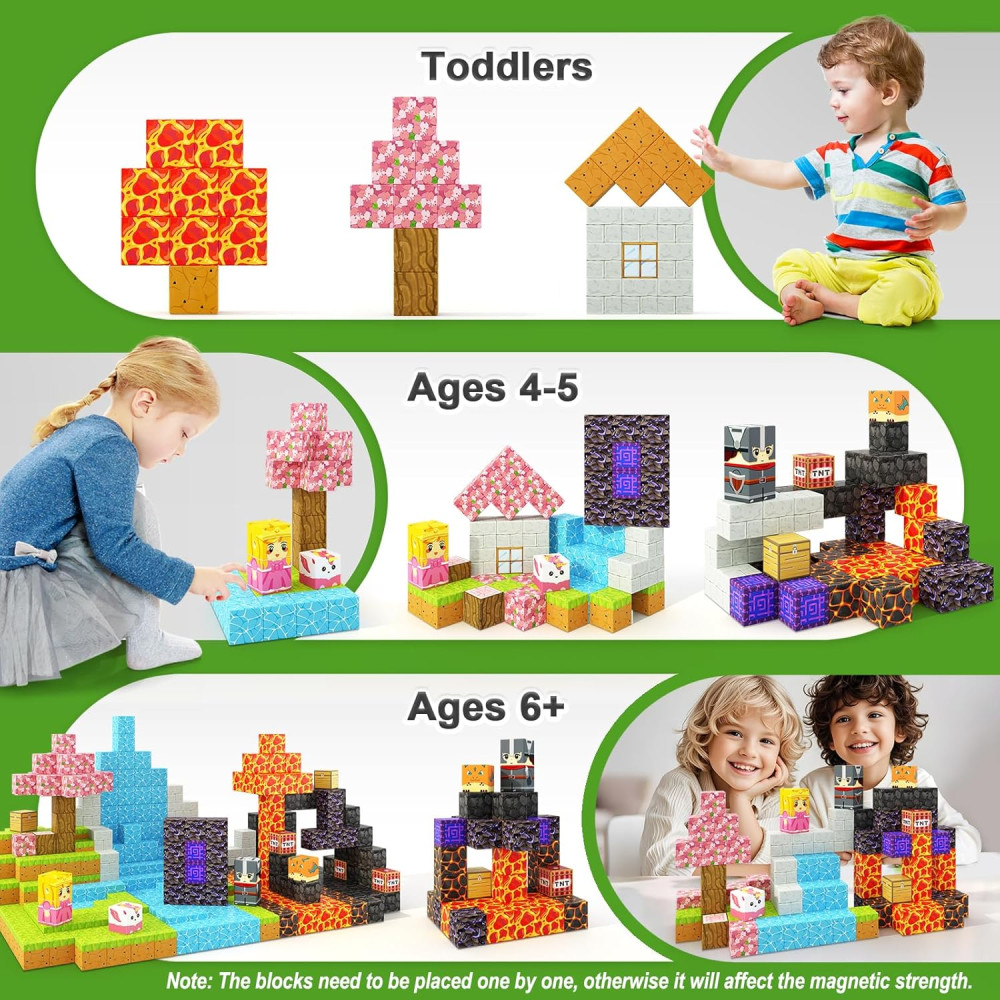 Magnetic Blocks 84PCS STEM Building Tiles Toy for Kids 3+ Years Old