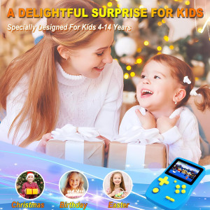 32-Bit Handheld Game Console for Kids with 139 Built-in Games - Blue