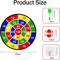 Ciblez ces mots-clés : Jeu fléchettes enfants 29'', Jeu sticky dart, Jeu de fléchettes familial. Voici un titre SEO optimisé de moins de 60 caractères :Grand Jeu de Fléchettes 29'' avec Balles Sticky – Enfants & Famille