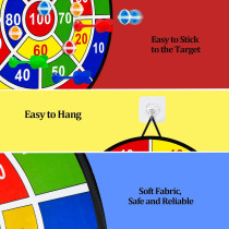 Large 29 Sticky Dart Board Toy with Balls & Darts for Kids 3-12 Years