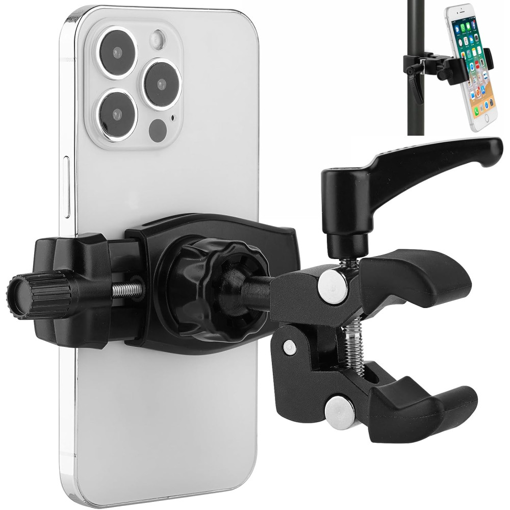 360° Adjustable Phone Holder for Golf Cart & Handlebar, Fits 3.5-7.5 Phones