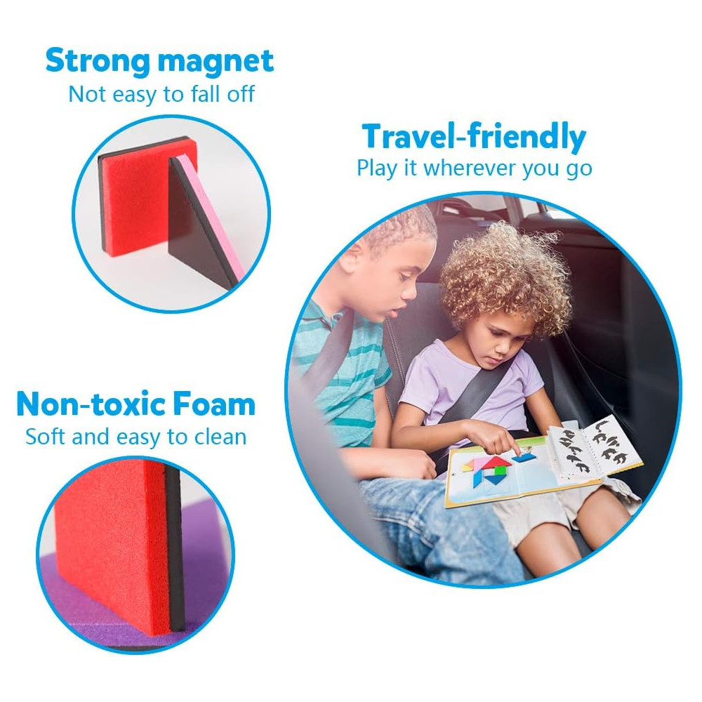 Coogam Magnetic Tangram Puzzle - 360 STEM Brain Teaser Game for All Ages