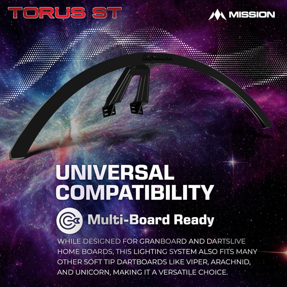 Mission Darts Torus ST LED Light for Soft Tip Dartboards, Black