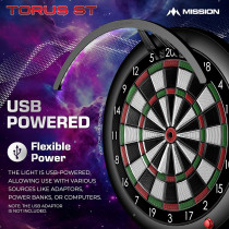 Mission Darts Torus ST LED Light for Soft Tip Dartboards, Black