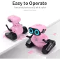 GILOBABY Robot Télécommandé pour Enfants avec Yeux LED, Mouvements Dansants, Rose, 3+ Ans
