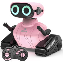 GILOBABY Pink RC Robot Toy for Kids 3+ with LED Eyes & Dance Moves