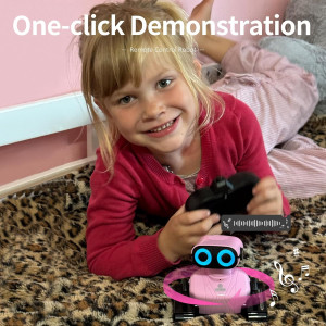GILOBABY Pink RC Robot Toy for Kids 3+ with LED Eyes & Dance Moves