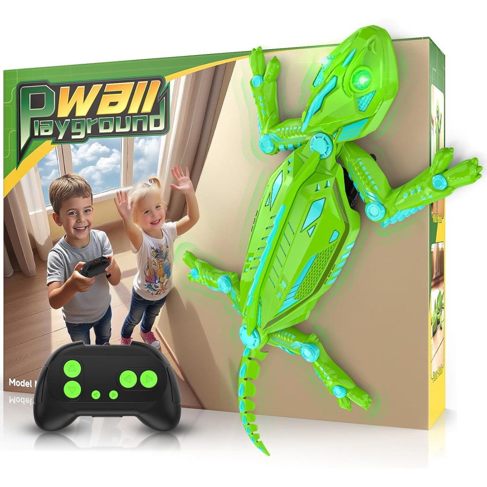 Wall Climbing Remote Control Chameleon Toy for Kids 3-12 with Lights