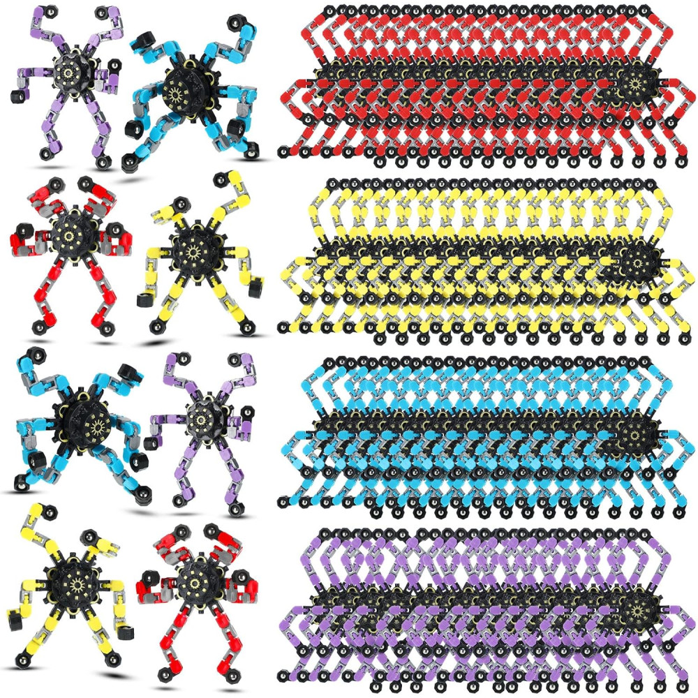 100 Pcs Funny Sensory Fidget Toys Bulk – Transformable Chain Robots