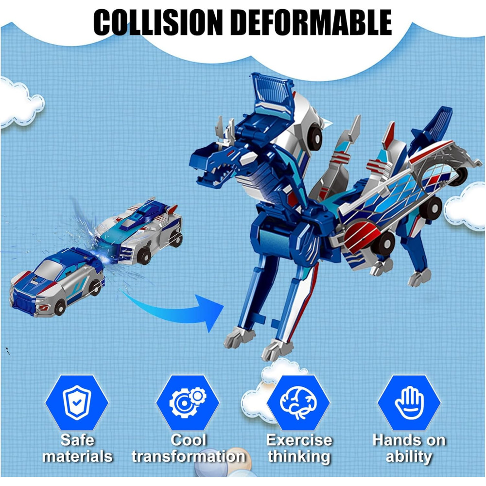 2-in-1 Magnetic Dinosaur Car Toy – Transforming Dino Gift for Kids 2-12