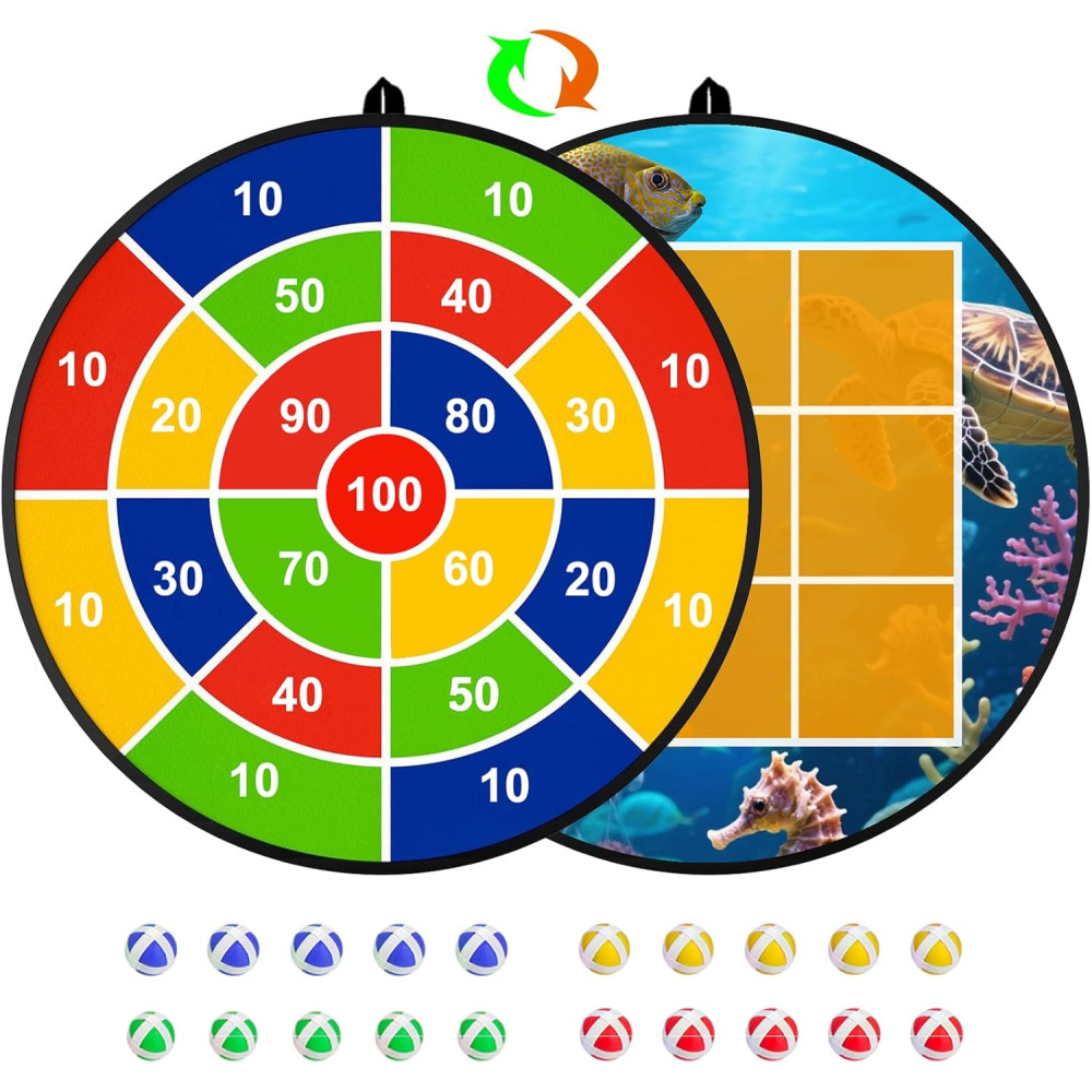 Kids Dart Board 26 Large with 20 Sticky Balls – Foldable Game Toy Gift
