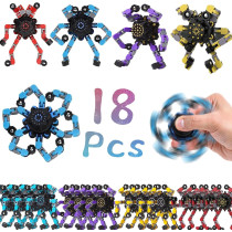 18pcs Fidget Spinners Déformables - Jouets Anti-Stress DIY