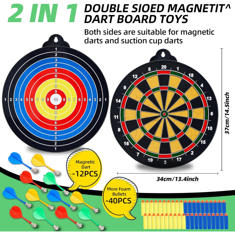 Magnetic Dart Board with Darts & Balls - Fun Family Game & Gift for Kids