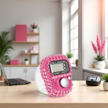 Pink Portable Digital Tally Counter with LCD Display for Sports & Golf