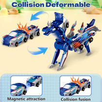 Magnetic Dinosaur Car Toy for Kids – Transforming Robot Dino Gift (Blue)