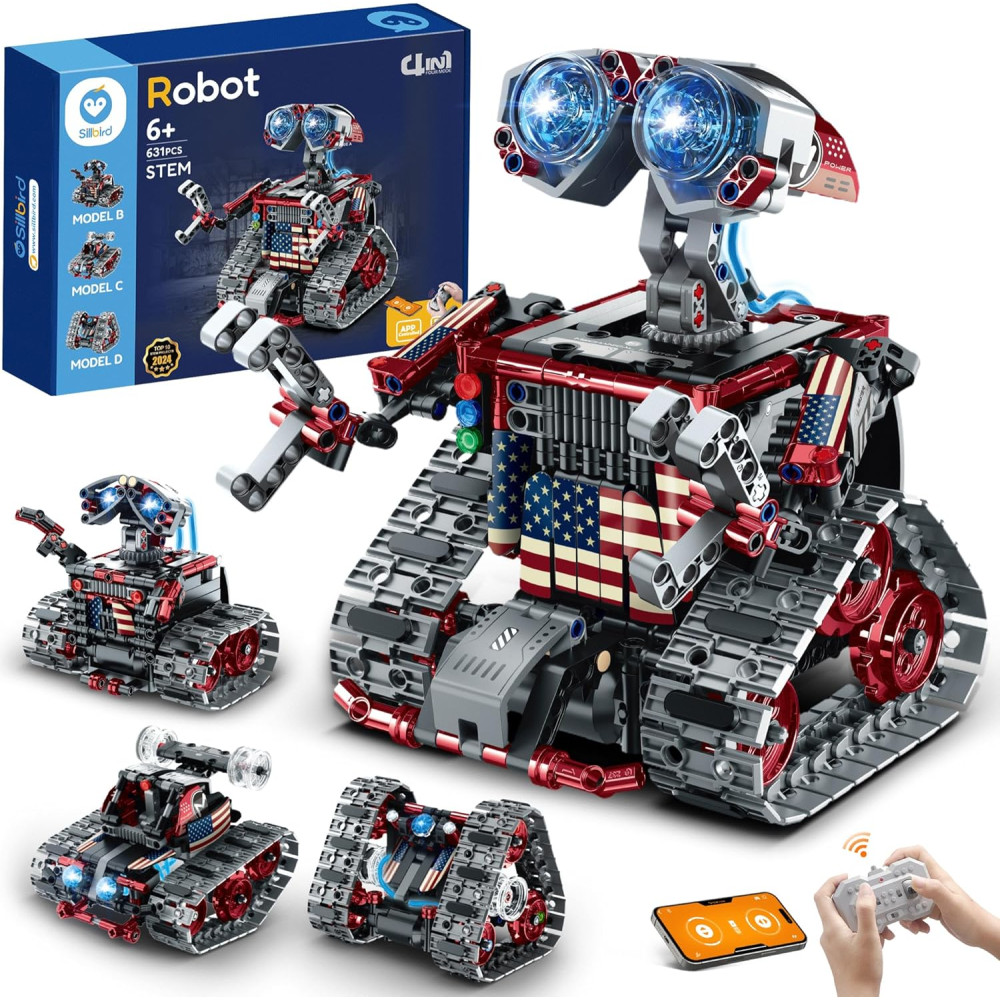Sillbird Kit Robot Télécommandé 4-en-1 STEM 631 Pièces Enfants