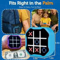 Jeu Électronique Tic Tac Toe 3 en 1 Portable Bleu pour Enfants