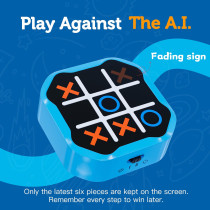 Jeu Électronique Tic Tac Toe 3 en 1 Portable Bleu pour Enfants