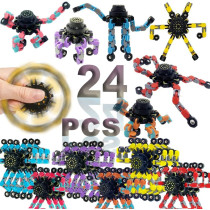 24PCS Gyro Robot Métal Transformable - Jouet Anti-Stress ADHD
