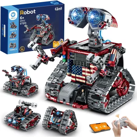 Sillbird Kit Robot Télécommandé 4 en 1 STEM, 631 pièces, Voiture Robotique pour Enfants 8-12 ans