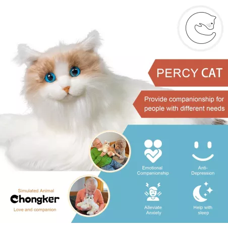 Chat Robot Interactif Chongker - Peluche Ragdoll Réaliste