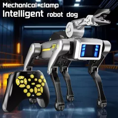 Chien Robot Intelligent avec Brace Clampe, 20+ Commandes Vocales, AI Programmable, Recharge USB, Cadeau STEM