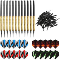 Accmor 12 Fléchettes Soft Tip 14g + 36 Embouts 2BA Noir