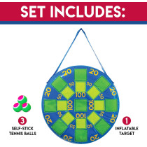 Franklin Sports Inflatable Kids Dart Board with 3 Self-Stick Tennis Balls