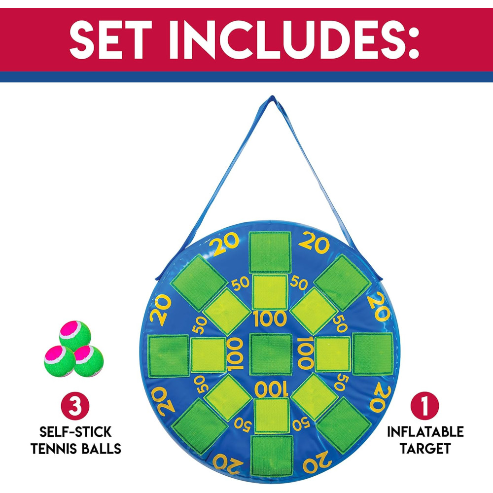 Franklin Sports Inflatable Kids Dart Board with 3 Self-Stick Tennis Balls
