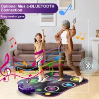 Flooyes Tapis de Danse Électronique Bluetooth Lumières 6 Boutons 5 Modes Jeux Cadeau Enfants 3-12 ans