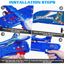 3 Pack Airplane Launcher Toys with LED Foam Glide & Catapult - Kids Gift