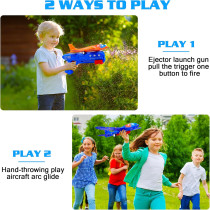 3 Pack Airplane Launcher Toys with LED Foam Glide & Catapult - Kids Gift
