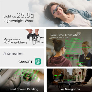 Lunettes AR Ultra-Légères 86 HD, Commande Vocale iOS/Android