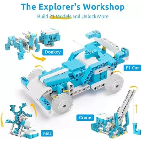 WhalesBot D1 Kit Robot STEM 21-en-1 pour Enfants 4+, 280+ pièces, Programmable via APP, Cadeau Idéal