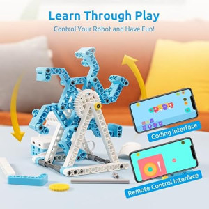 WhalesBot D1 21-in-1 STEM Coding Robot Kit for Kids 4+, 280+ Pieces