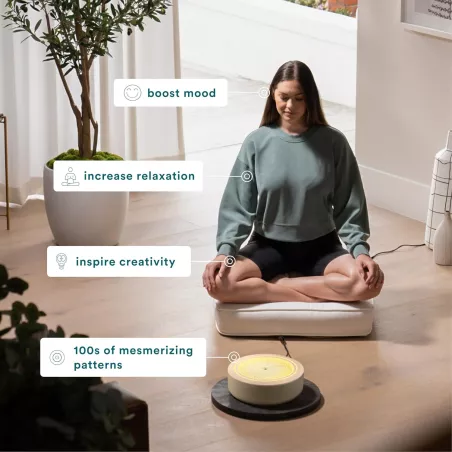 Homedics Drift Sandscape 11” Compact Jardin Zen, LED Intelligent, Wi-Fi, Accessoires Méditation, Nude