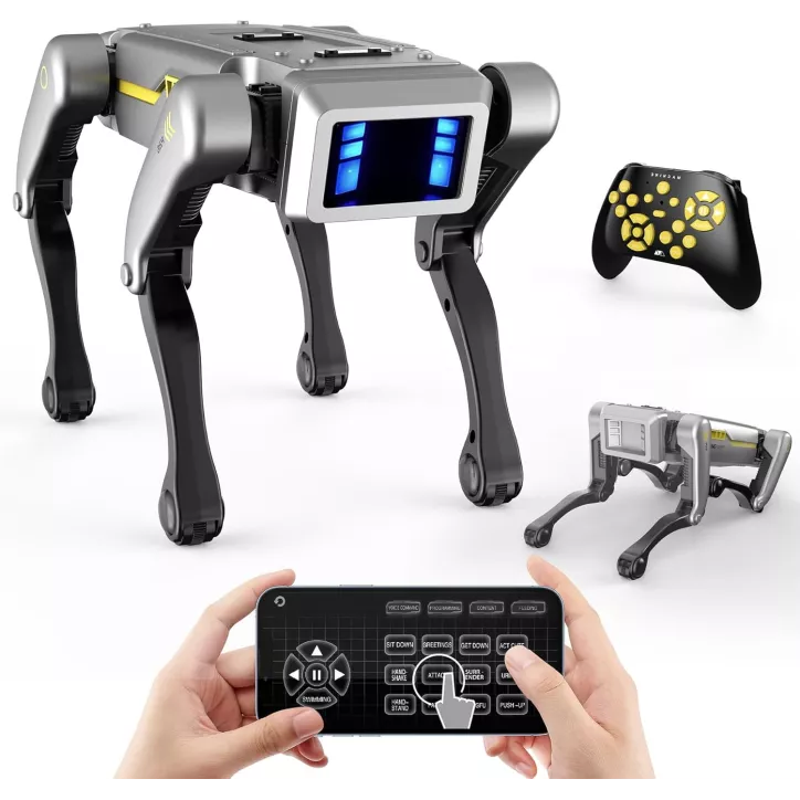 EVADA Robot Chien Intelligent Télécommande APP 20+ Actions Commandes Vocales USB Rechargeable Cadeau