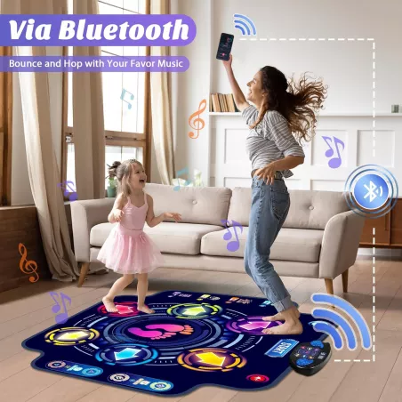 Tapis de danse KIZJORYA amélioré pour enfants, Bluetooth, 5 vitesses, 9 niveaux, jeu musical lumineux