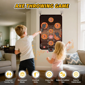 Axe Throwing Target Game Set with Electronic Scoring for Kids 3-10+