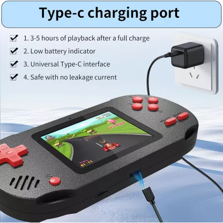 Console de jeux portable enfant, 300 jeux intégrés dont 137 classiques 16-bit, écran 3 pouces