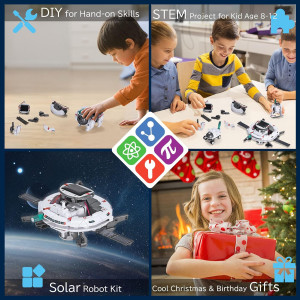 Solar Robot STEM Kit for Kids 8-12 | 6-in-1 Solar Science Toy Gift