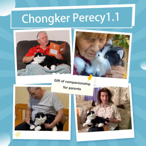 Robot Chat Interactif Chongker, Peluche Noir Réaliste avec Sons