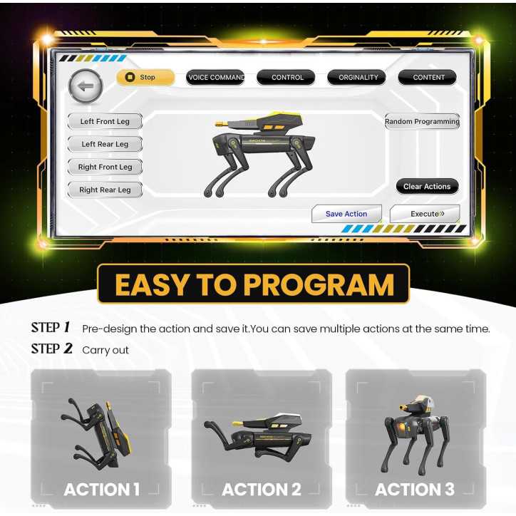 Chien Robot Intelligent pour Enfants, Interaction STEM, Télécommande, Programmation App, 30+ Actions, Cadeau 6+ ans Chien Robot Intelligent pour Enfants, Interaction STEM, Télécommande, Programmation App, 30+ Actions, Cadeau 6+ ans