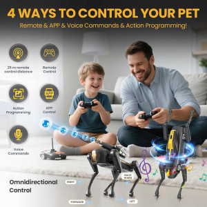Robot Chien Intelligent Enfant – STEM, Voix, Télécommande, 30+ Actions